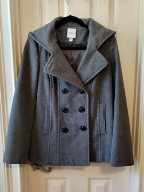 Wool Peacoat Hooded Small Croft&Barrow Gray